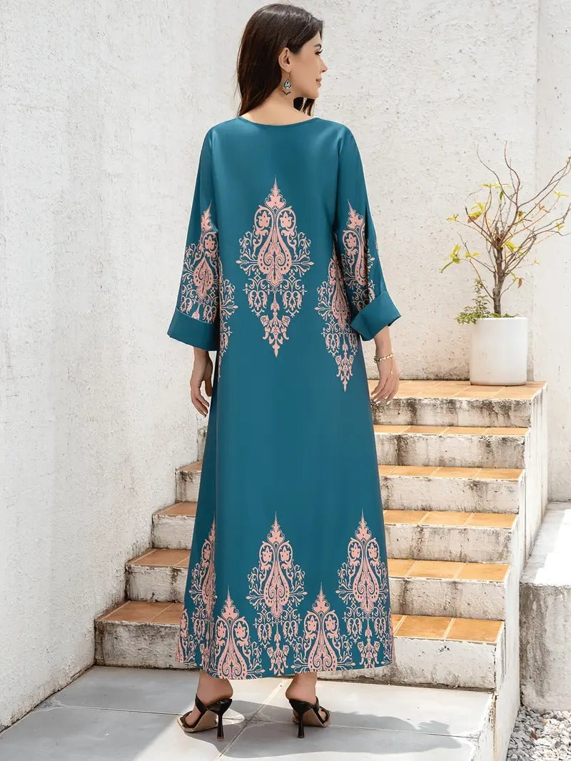 Ladies Middle East Abaya Abaya - Flower Printed Long Robe