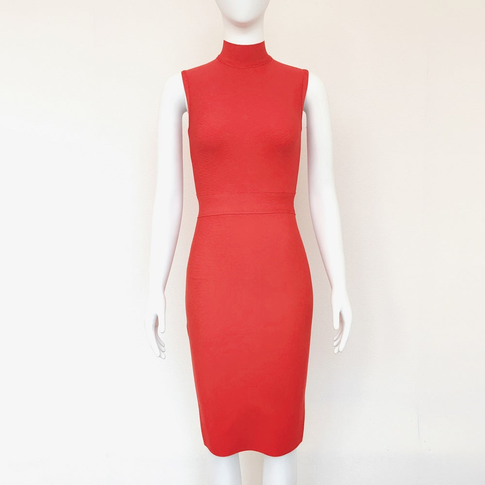 Women's Turtleneck Sleeveless Slim Stretch Dress