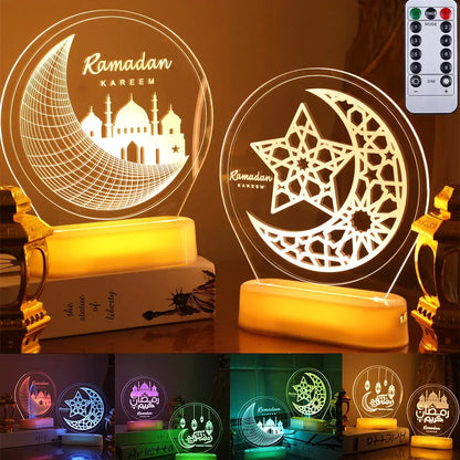 Eid Mubarak Star Moon LED Night Light